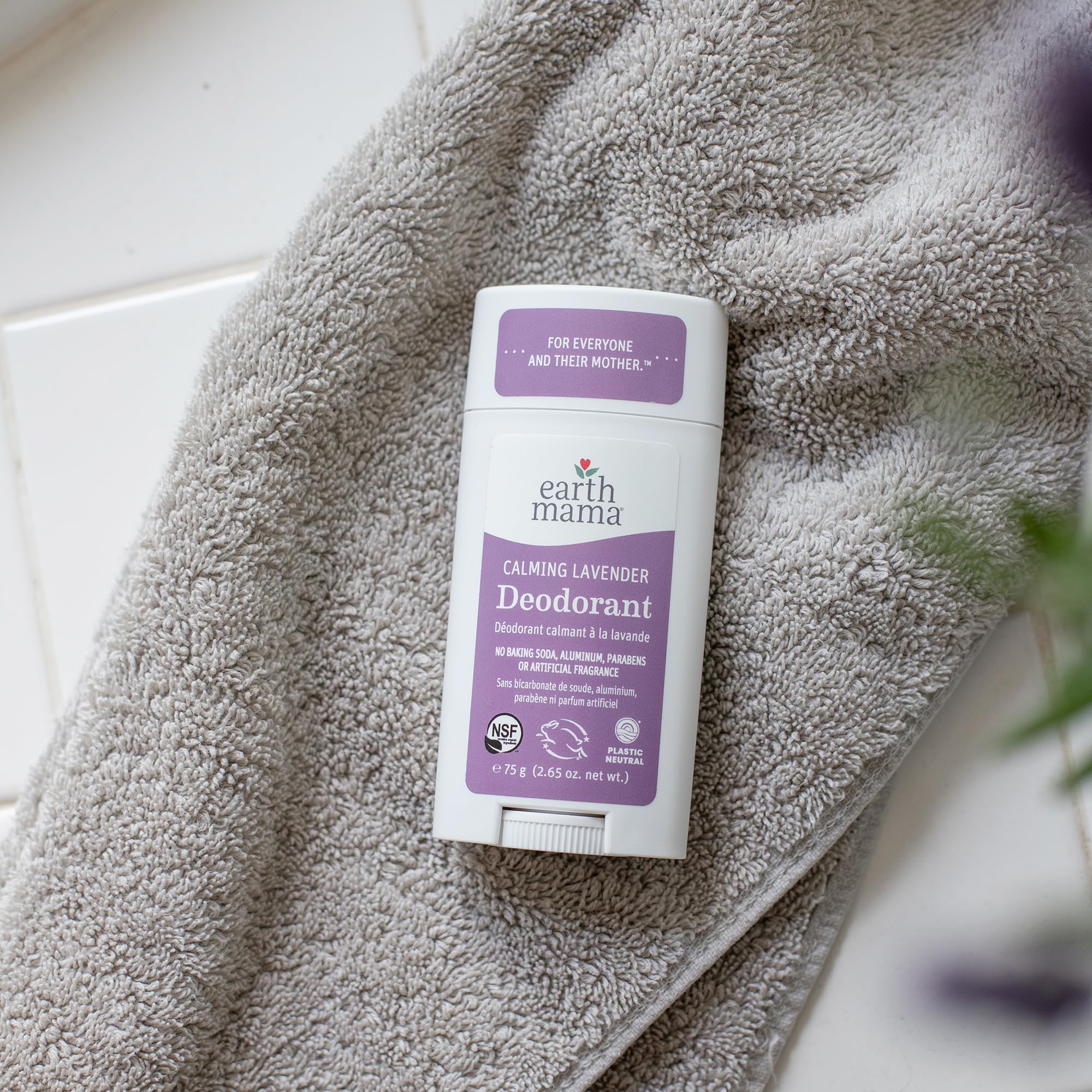 Coconut oil in Earth Mama Calming Lavender Deodorant supports skin hydration.