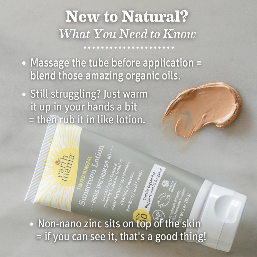 Earth Mama fragrance-free sunscreen label communicates gentle, family-friendly sun care.