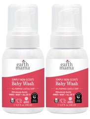 Earth Mama Simply Non-Scents Baby Wash front label for sensitive skin