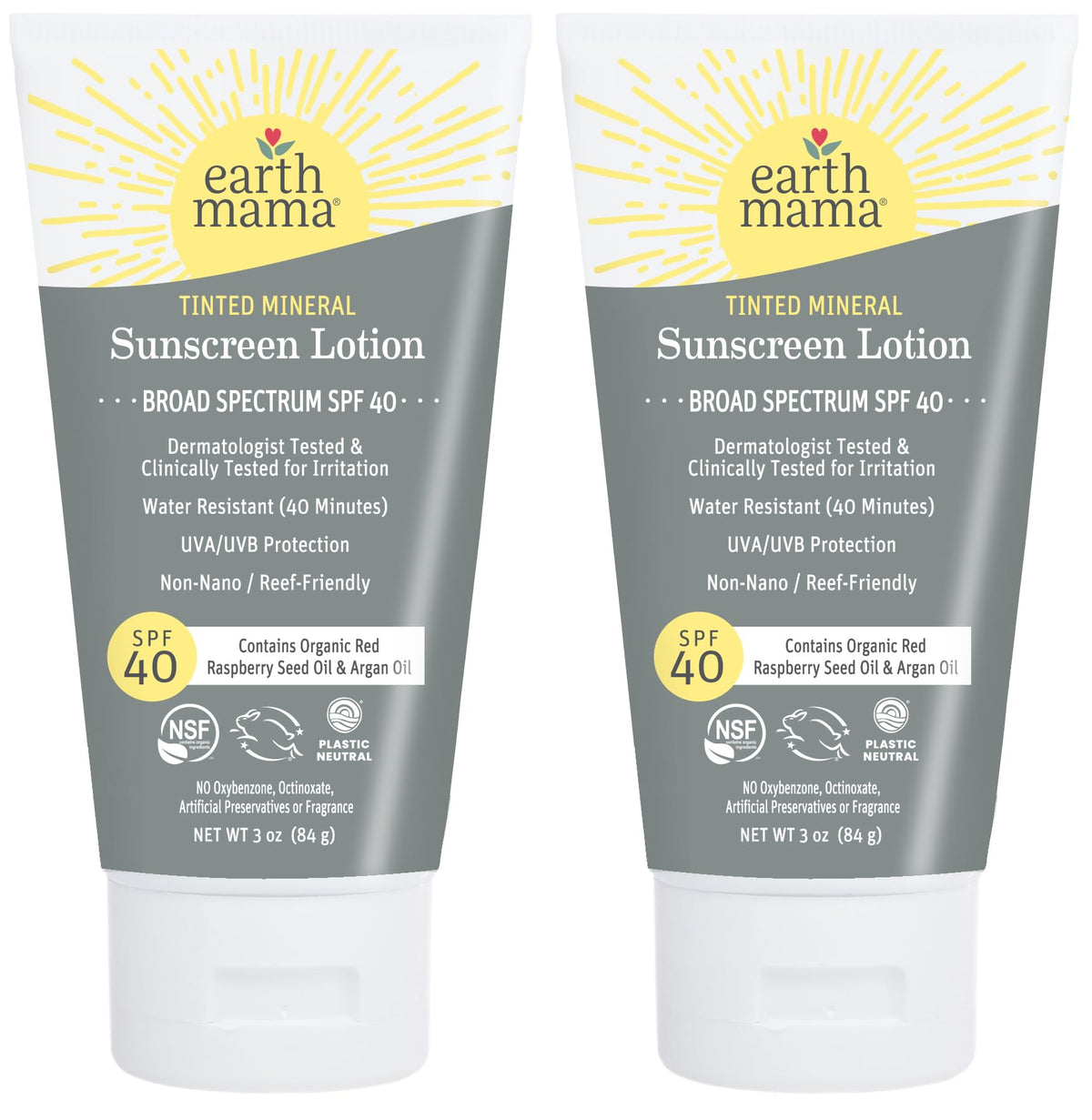 Earth Mama tinted-mineral-sunscreen-tube showing sheer color and easy squeeze design
