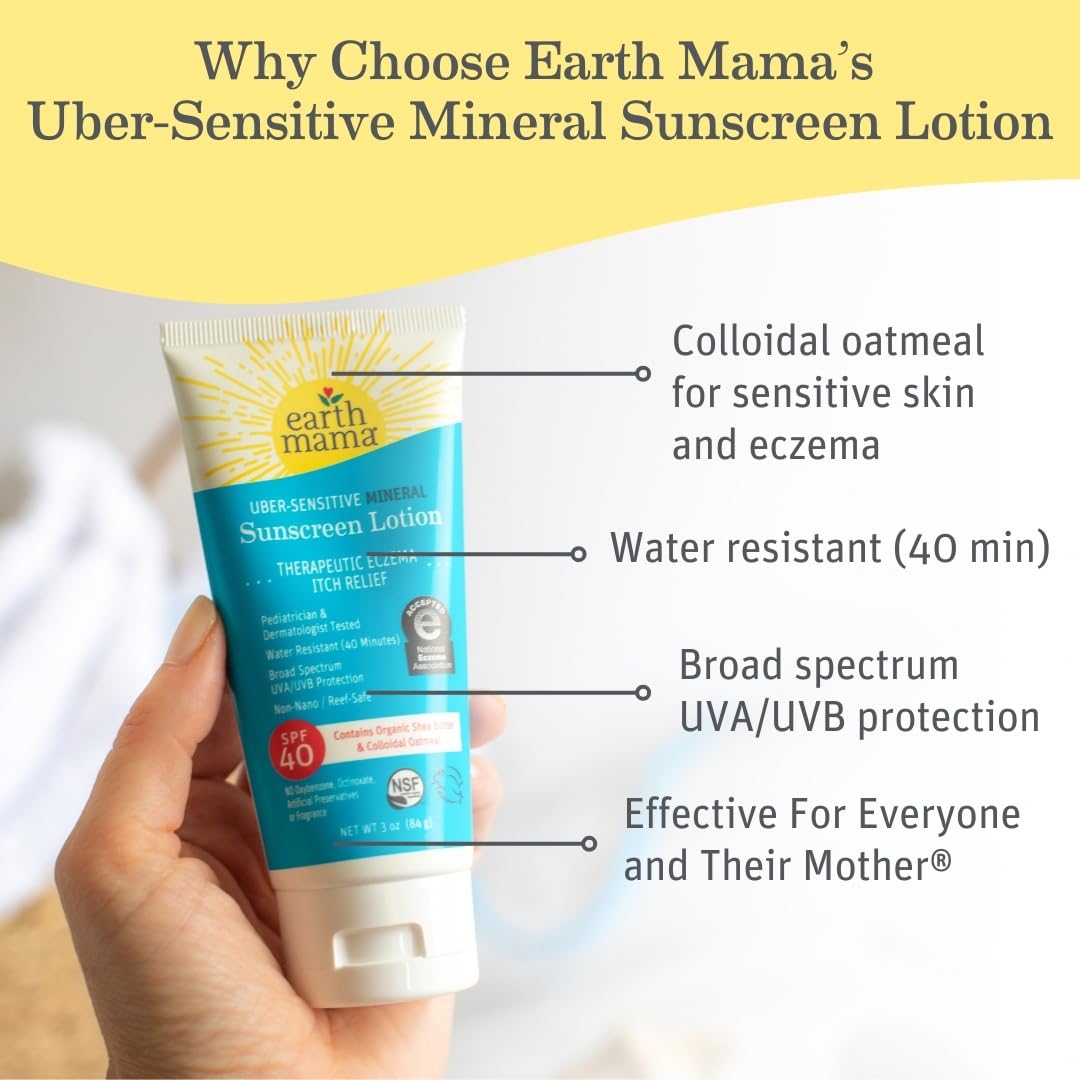 Two-pack Earth Mama Uber-Sensitive Sunscreen Lotion packaging ready for family trips