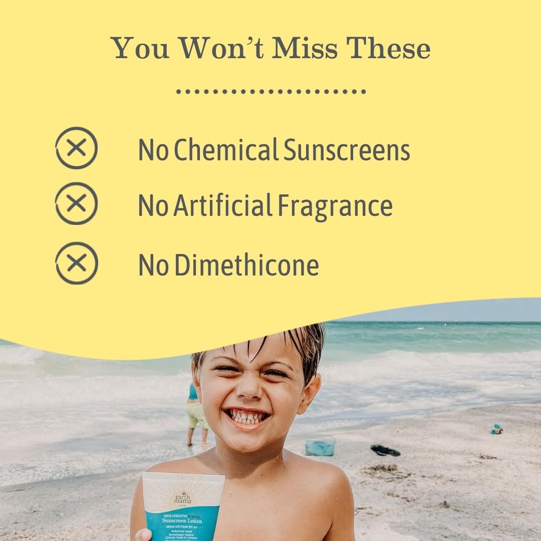 Family applying Earth Mama Uber-Sensitive Sunscreen Lotion outdoors for sun protection