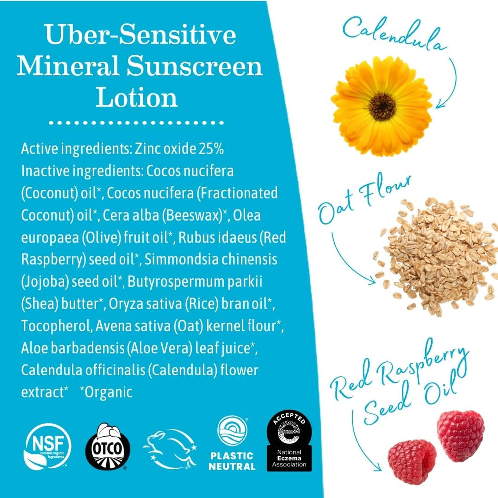 Earth Mama Uber-Sensitive Mineral Sunscreen Lotion water-resistant up to 40 minutes for swimming