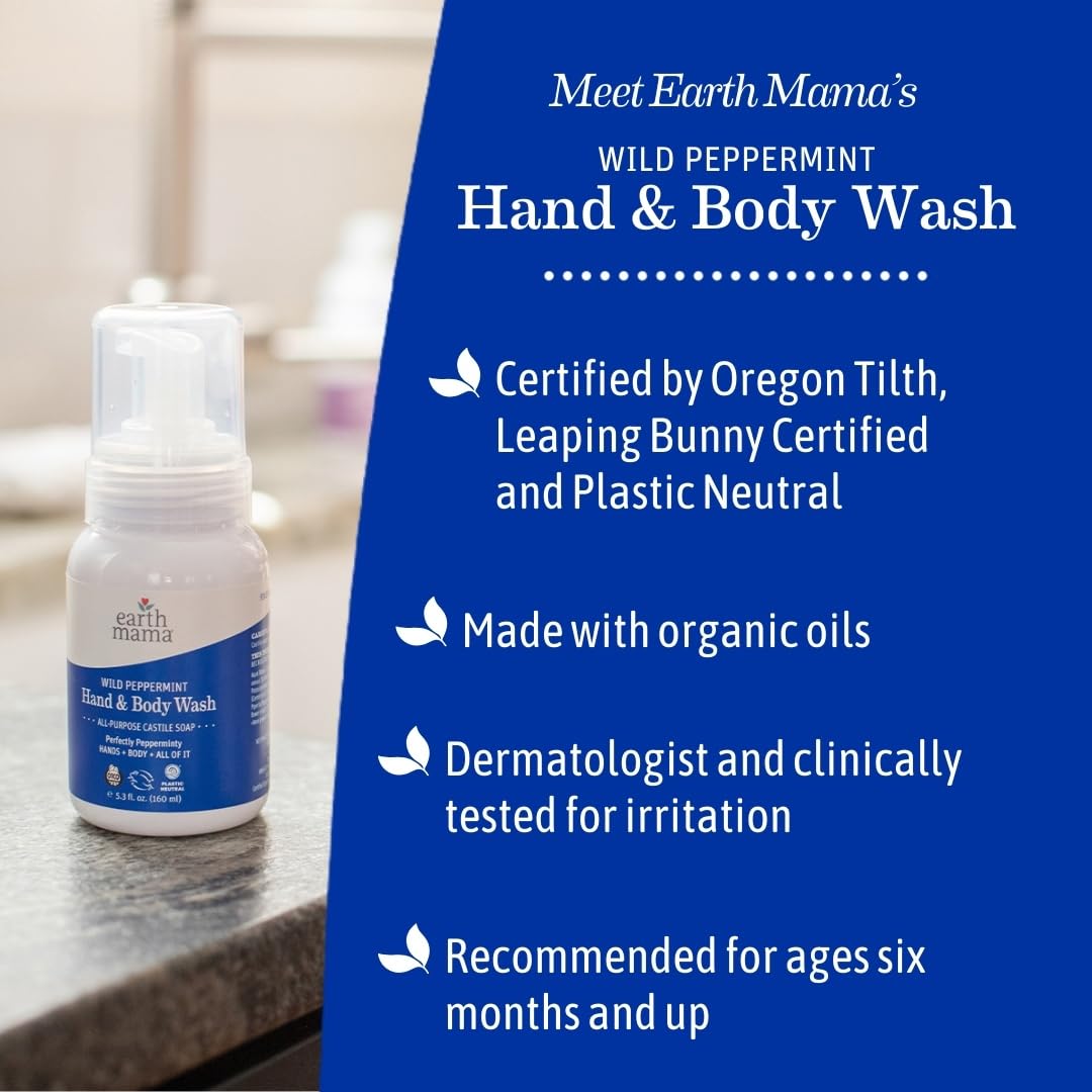 Earth Mama Wild Peppermint splash rinsing, versatile use as a DIY cleaner base