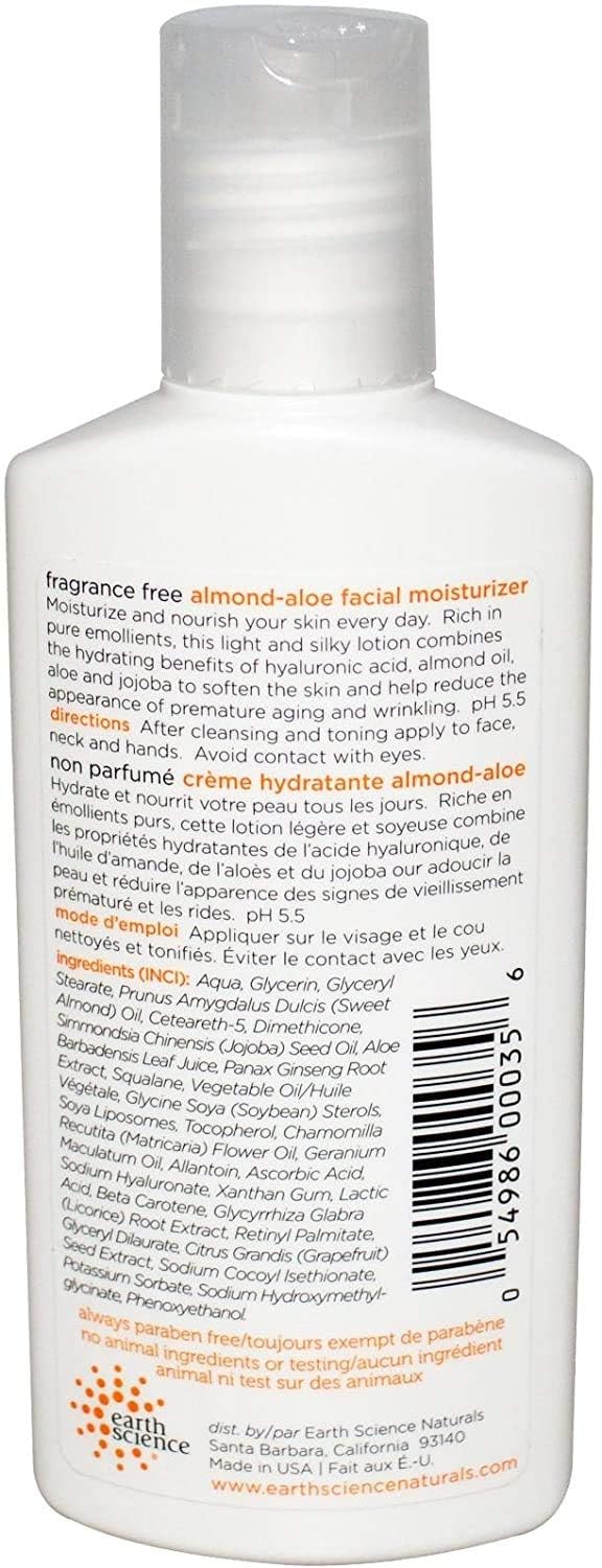 Earth Science almond-aloe moisturizer cream texture glides smoothly on skin.