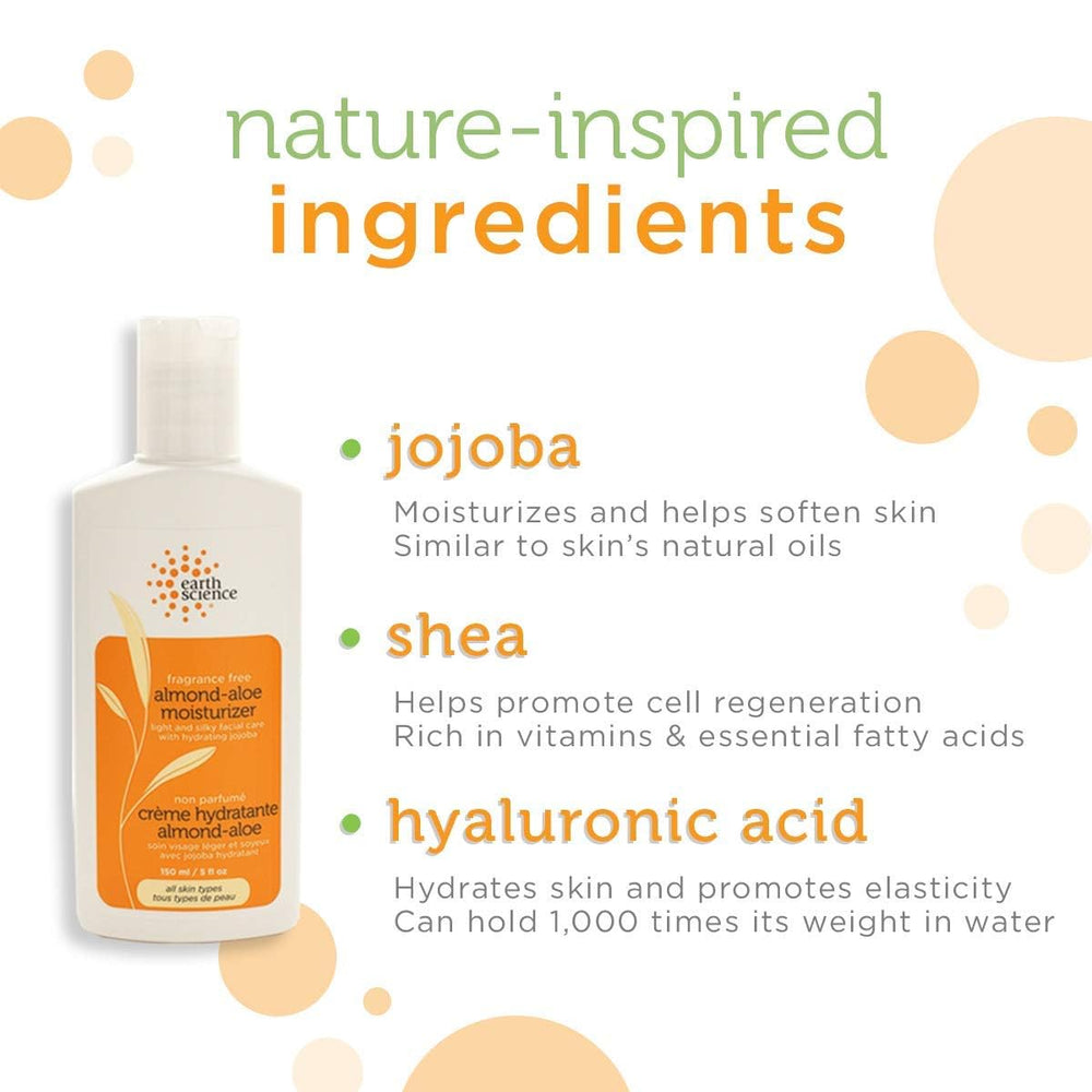 Earth Science moisturizer hand-application demonstrates easy daily skincare routine.