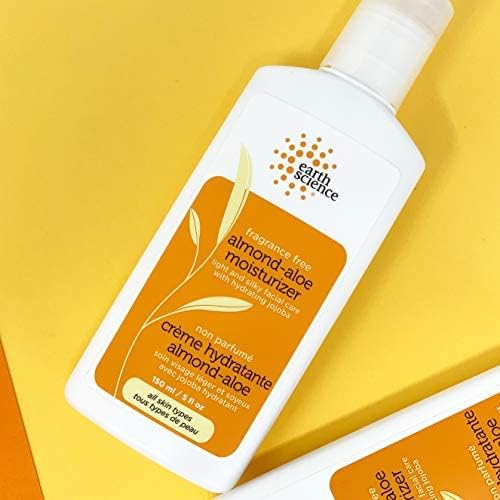 Earth Science ingredients include hyaluronic acid, aloe, almond oil for hydration.