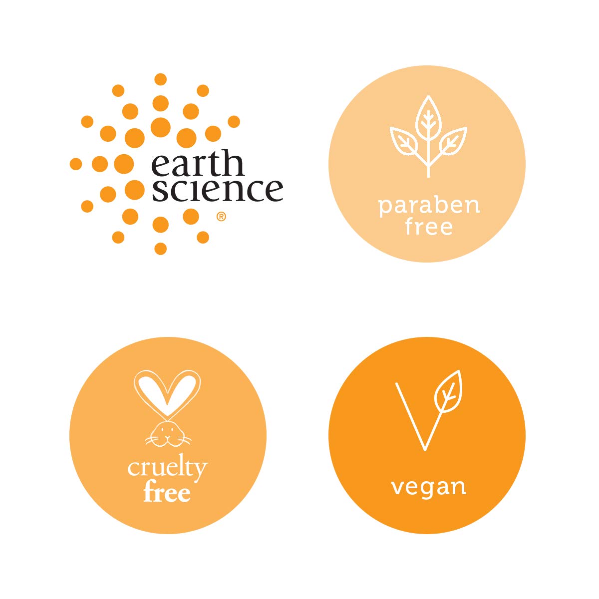 Earth Science fragrance-free almond-aloe moisturizer label closeup shows vegan and paraben-free