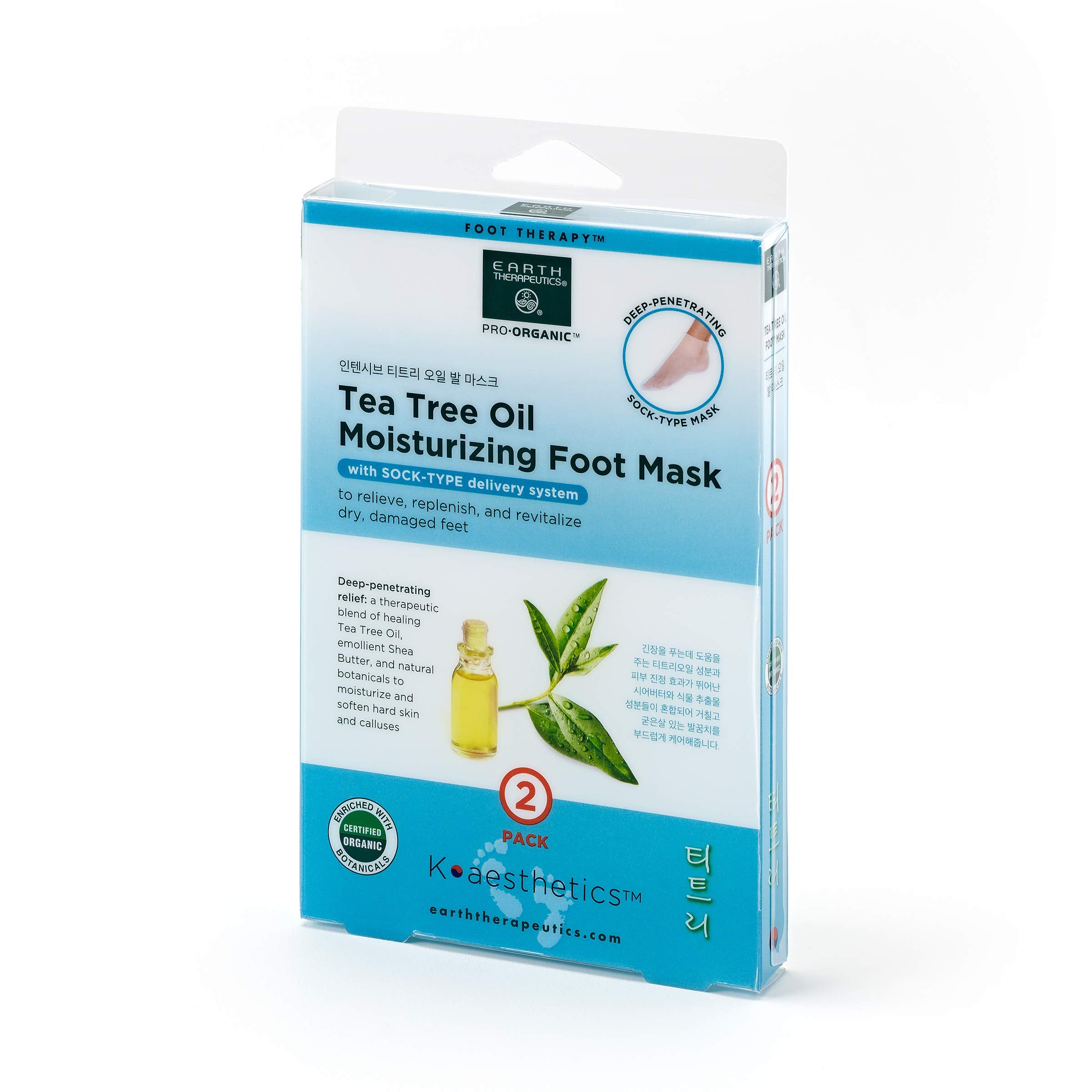 Earth Therapeutics Tea Tree Oil Foot Mask pack overview for nourishment