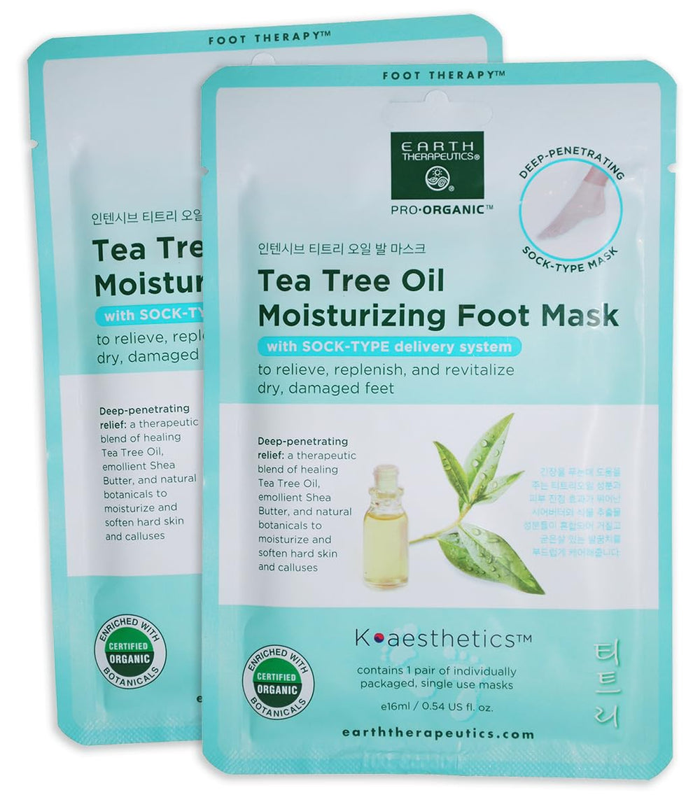 Earth Therapeutics Tea Tree Oil Foot Mask hands applying serum