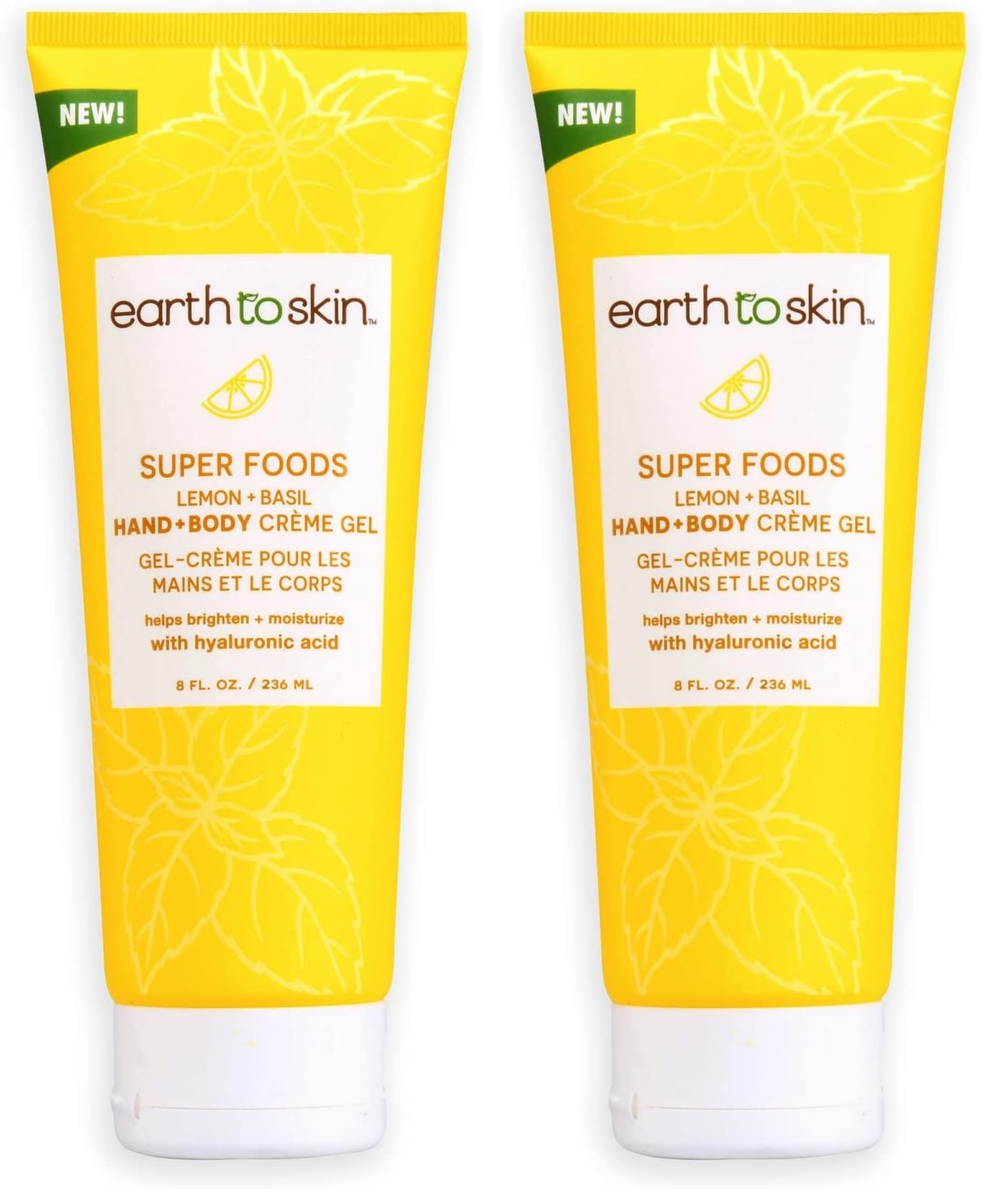Earth To Skin Super Foods Lemon + Basil Creme Gel bottle pour for quick hydration.