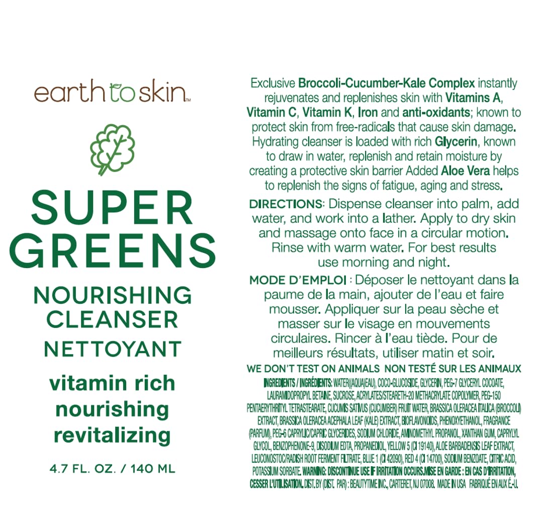 Earth To Skin Super Greens application shows refreshing cleansing moment