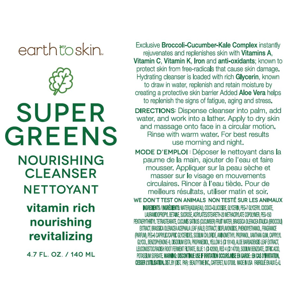 Earth To Skin Super Greens application shows refreshing cleansing moment