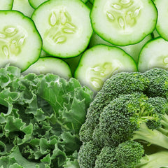 Earth To Skin Super Greens ingredients display broccoli cucumber kale benefits
