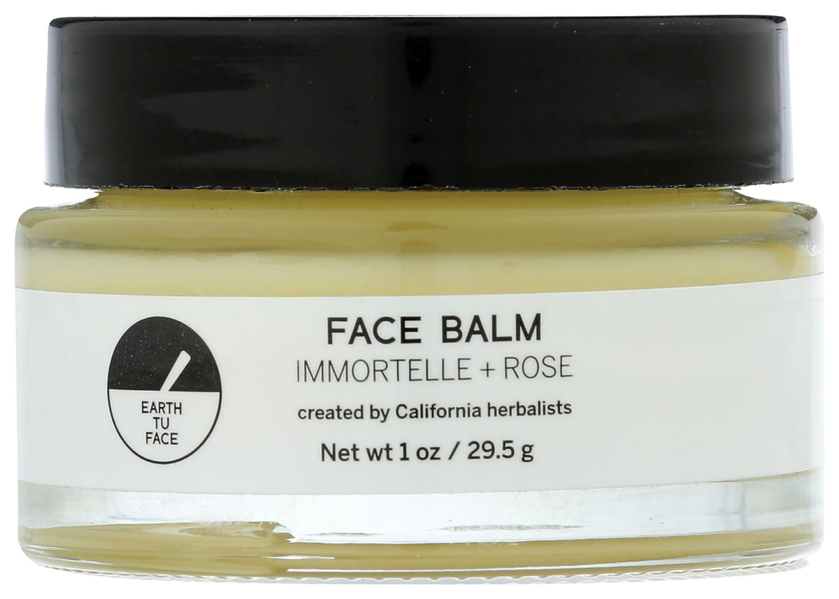 Earth Tu Face Immortelle and Rose Face Balm bottle for daily hydration