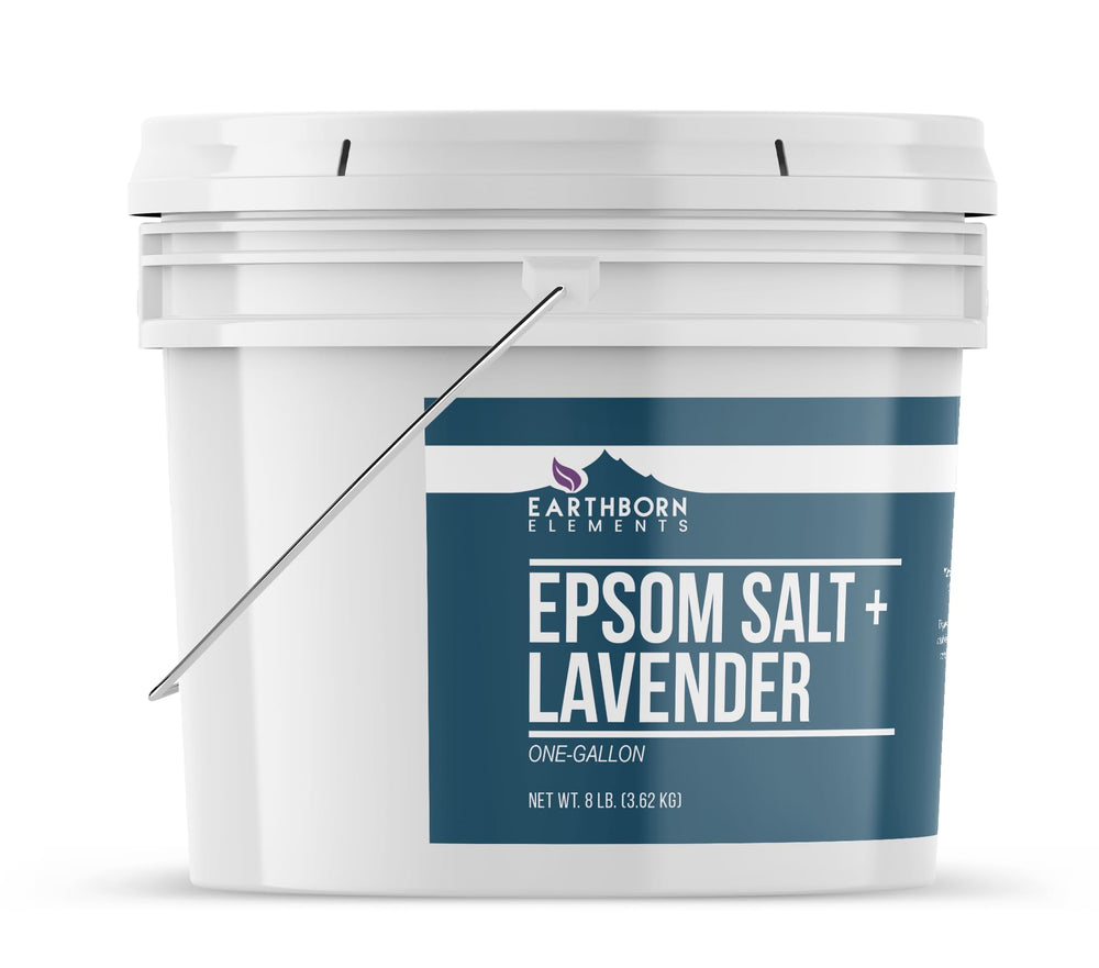 Earthborn Elements Lavender Epsom Salt crystals closeup highlighting purity and aroma