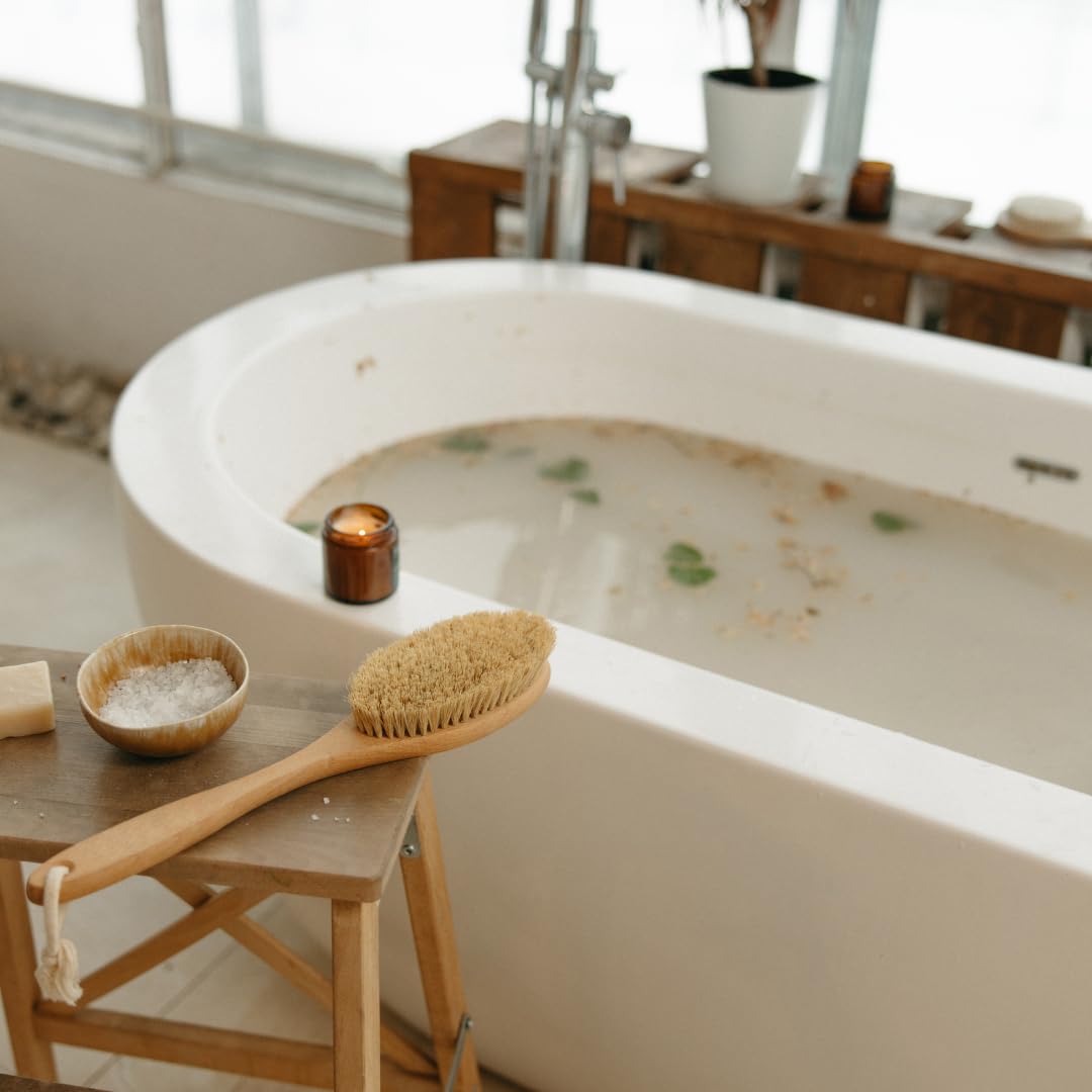 Earthborn Elements Lavender Epsom Salt tub filled scene to evoke spa-like bath rituals