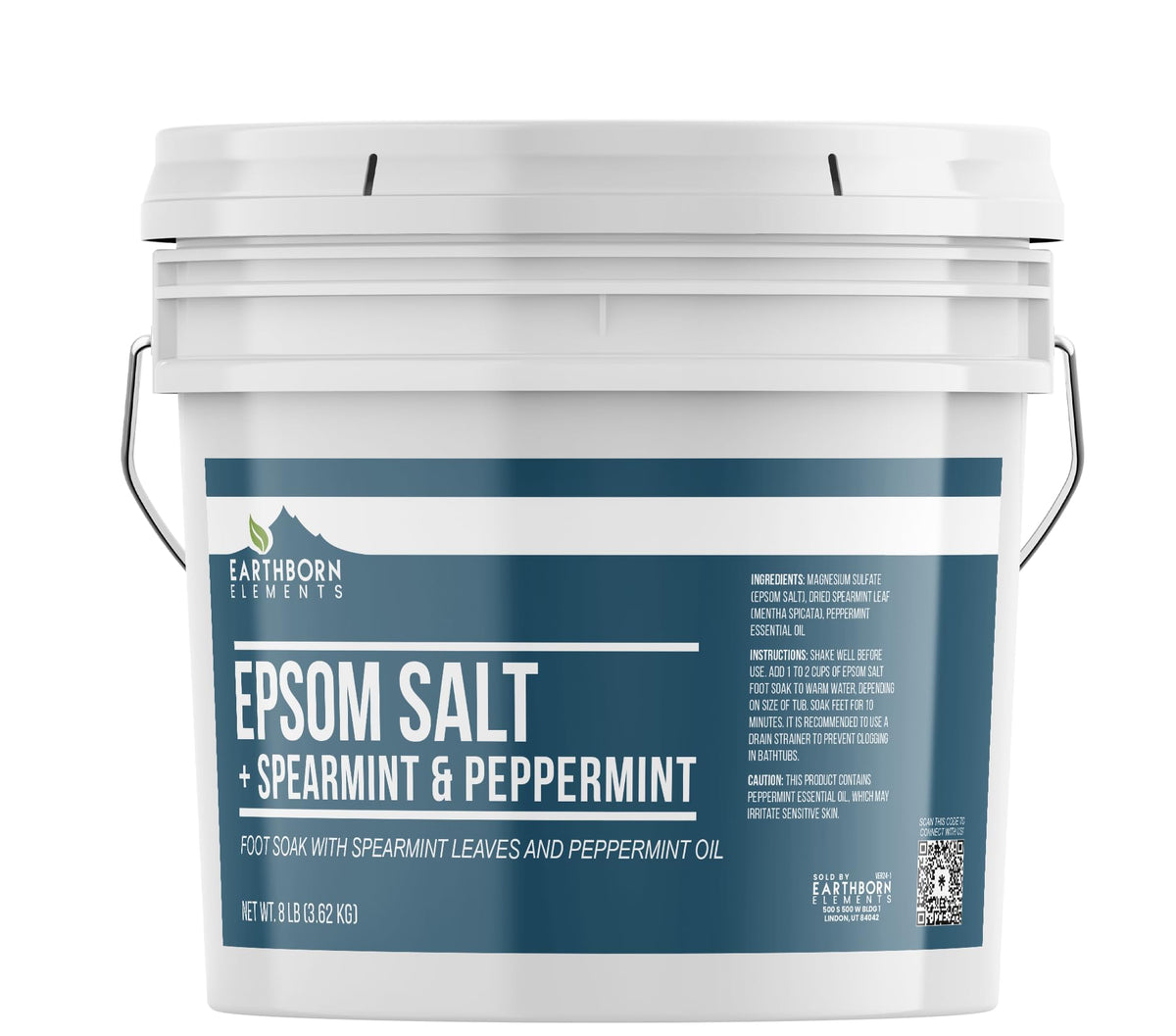 Earthborn Elements foot soak bucket with spearmint leaves for a minty refresh.