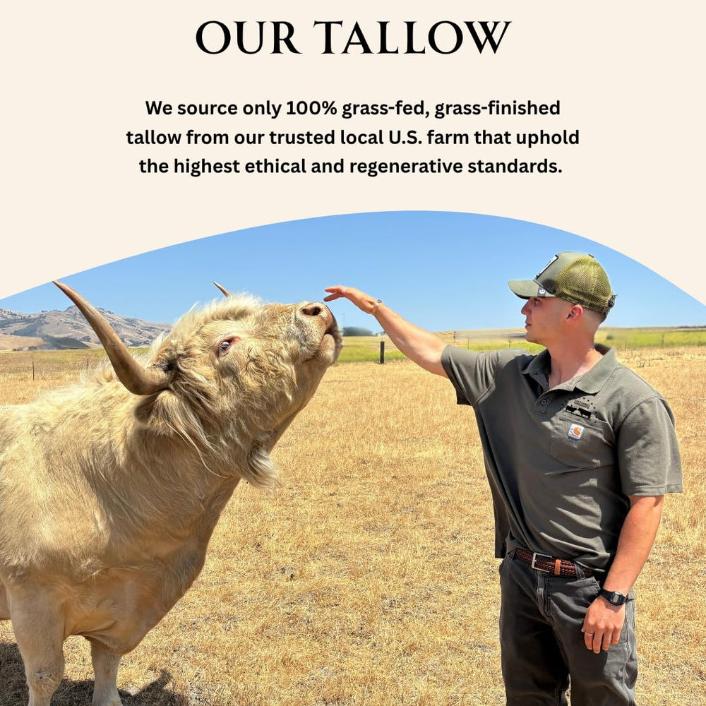 Earthborn Organics Untamed Tallow beeswax closeup emphasizing natural composition.