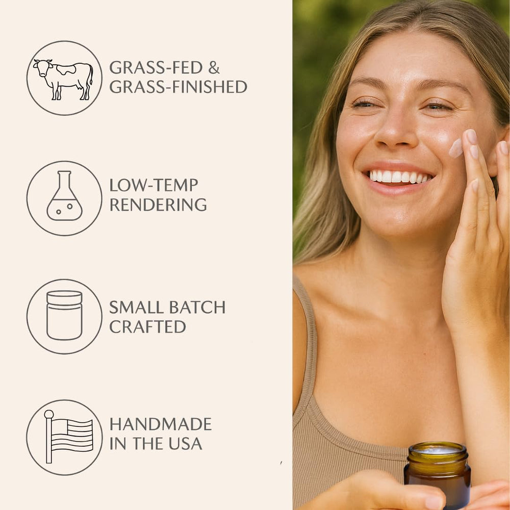 Earthborn Organics Untamed Tallow farm origin label stressing ethical sourcing.