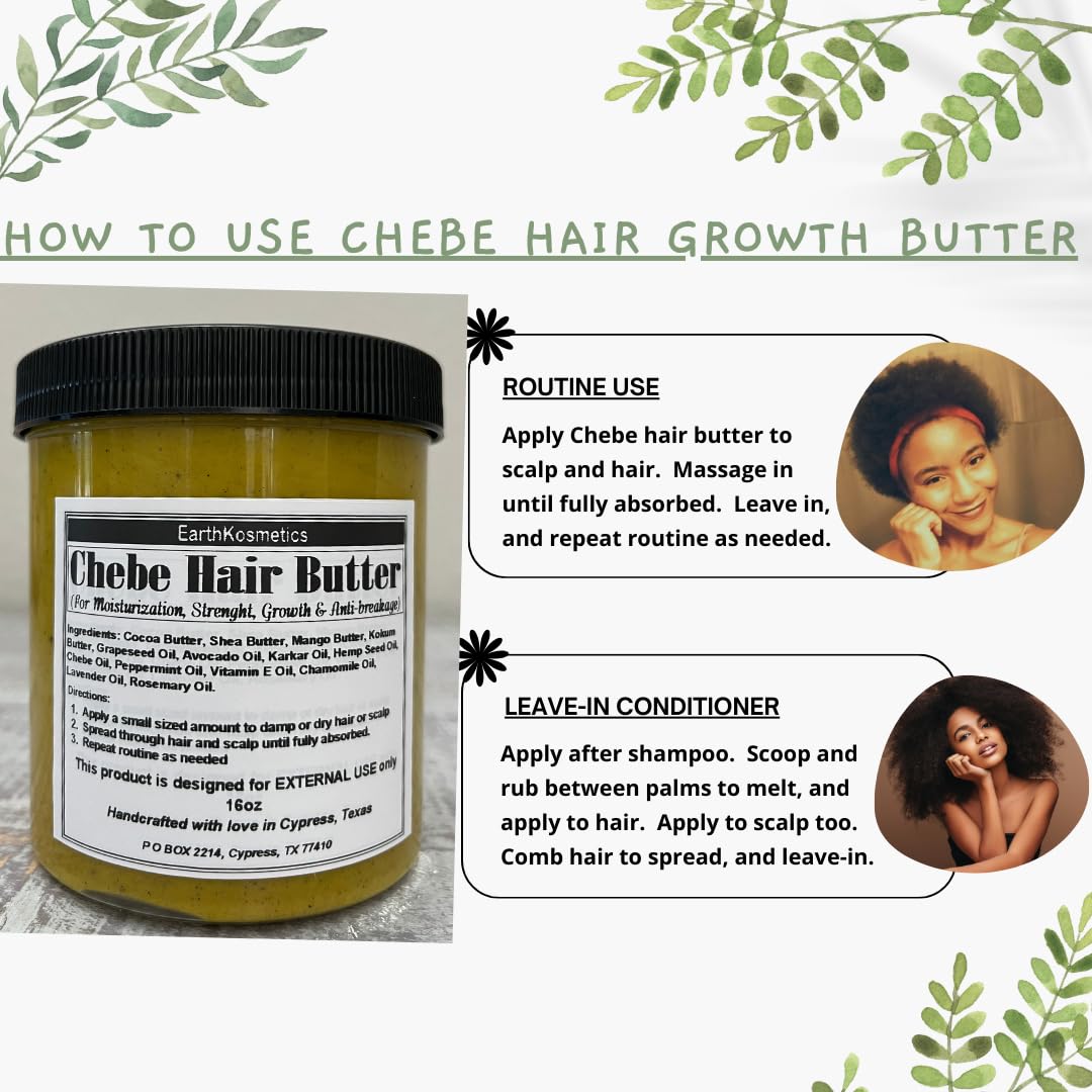 earthKosmetics Chebe Butter ingredients showcase Chebe powder for nourishing hair