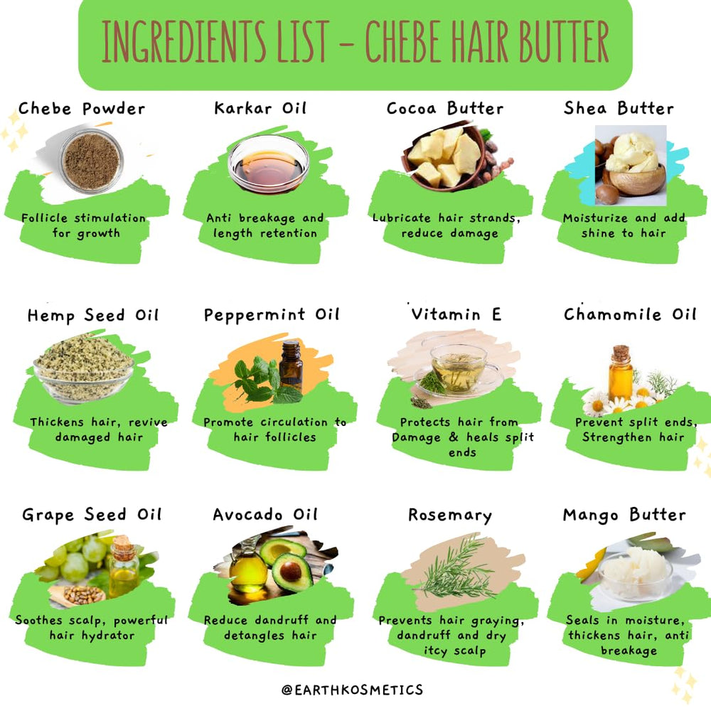 earthKosmetics Chebe Butter packaging shown for on-the-go conditioning