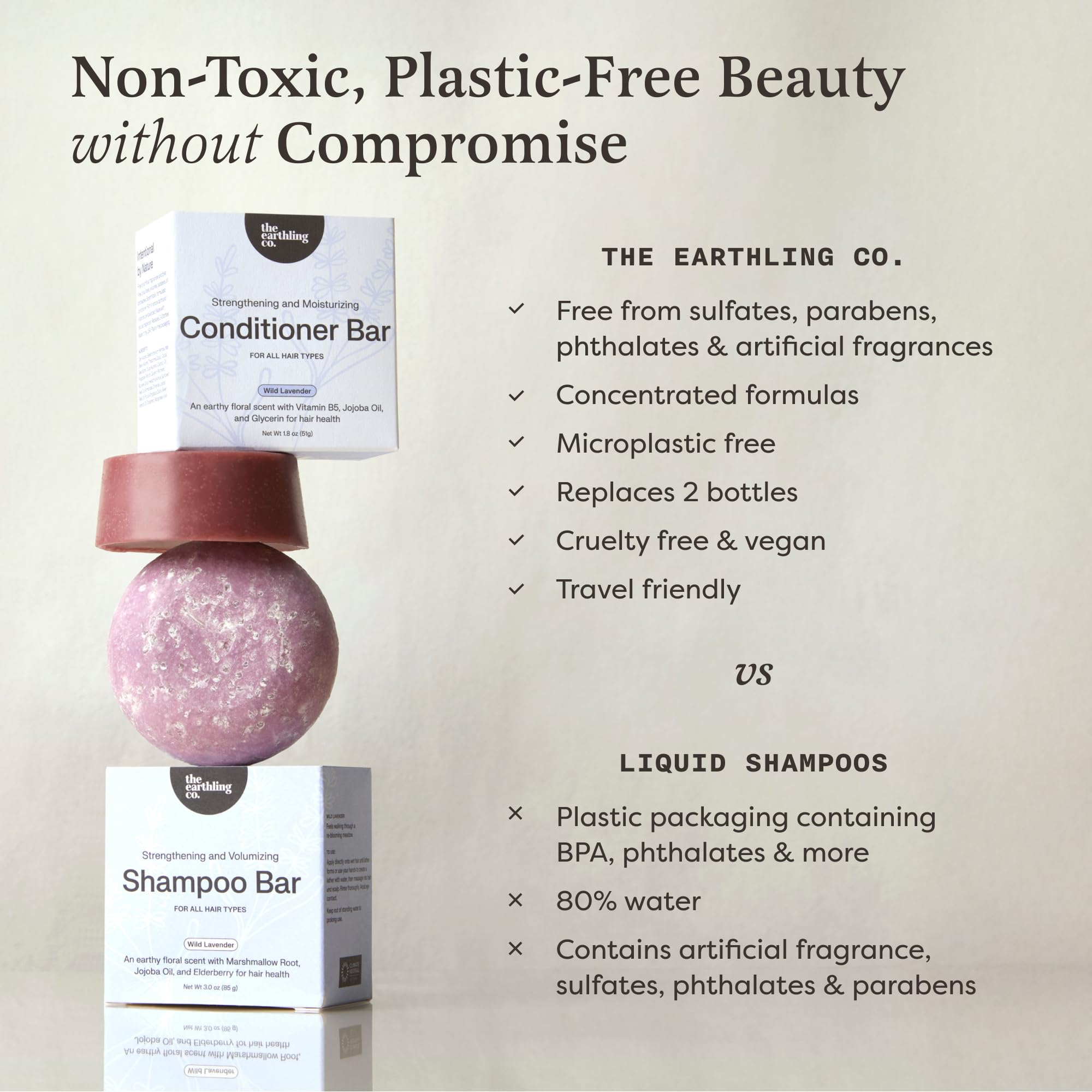 Eco-friendly packaging for The Earthling Co. Shampoo Bar with vegan ingredients.