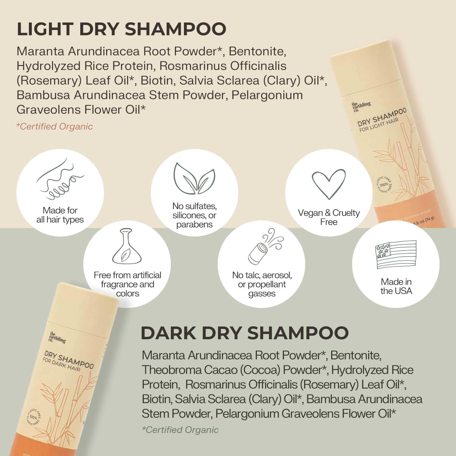 The Earthling Co. dry shampoo travel tube signals convenient use on the go.