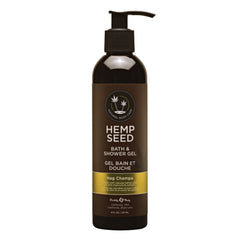 Earthly Body Hemp Seed Bath & Shower Gel Nag Champa bottle showcases a nourishing cleanse.