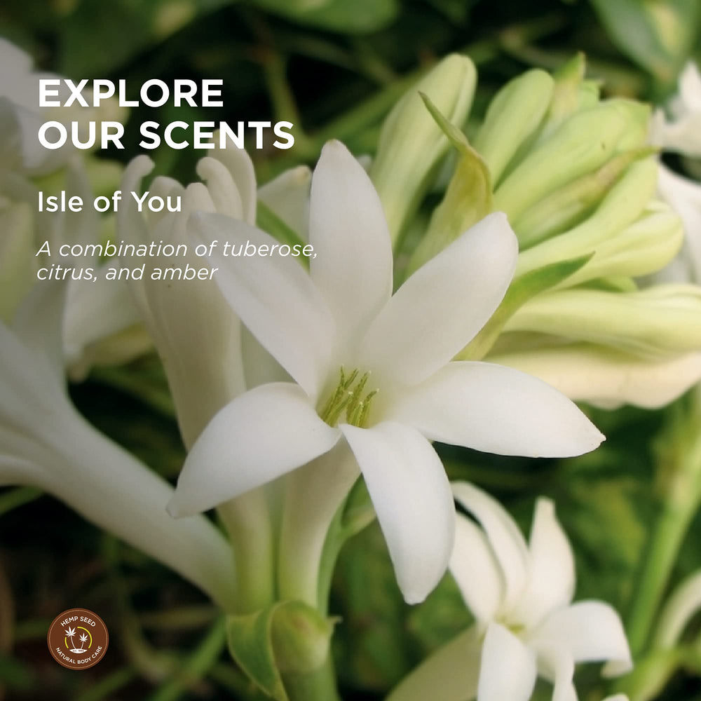 Earthly Body Isle of You scent bottle highlights tuberose, citrus and amber aroma