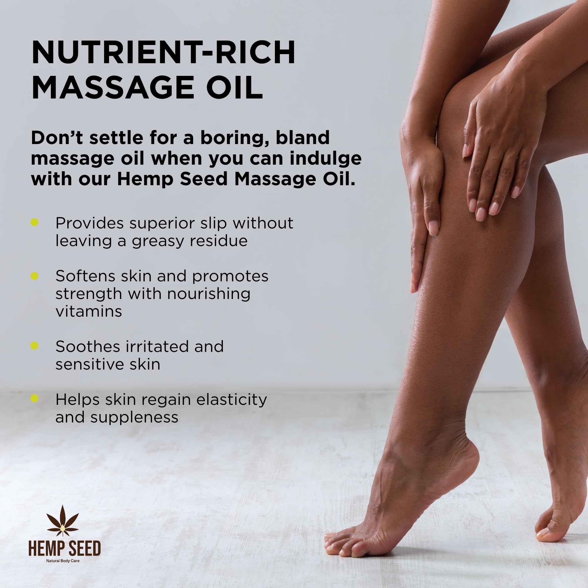 Earthly Body Hemp Seed Massage Beach Daze pour demonstrates easy, non-greasy conditioning