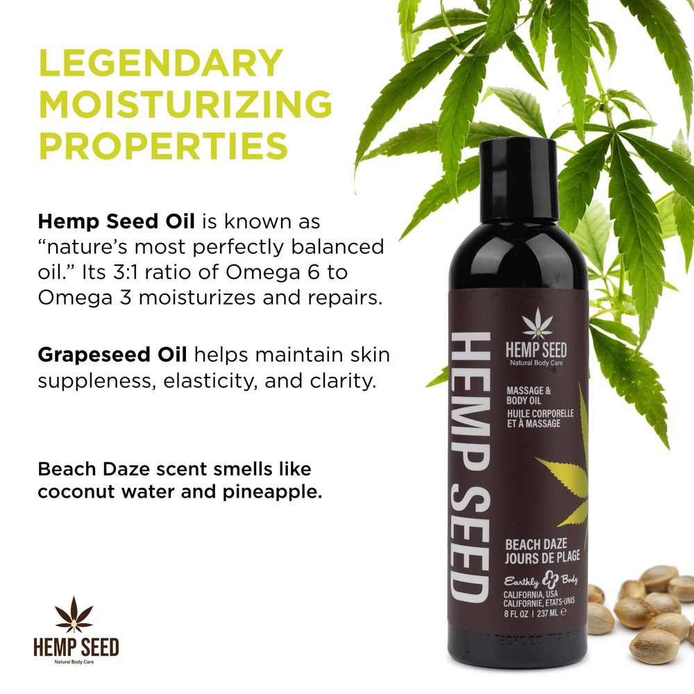 Earthly Body Hemp Seed Massage Beach Daze texture on skin shows silky slip