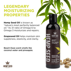 Earthly Body Hemp Seed Massage Beach Daze texture on skin shows silky slip