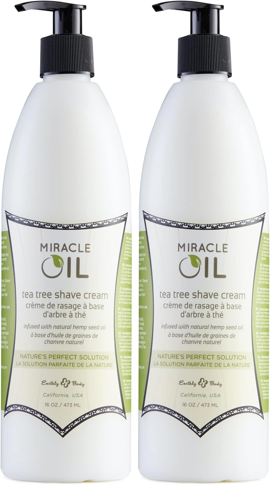 Earthly Body Miracle Oil Shave Cream bottle for a smooth, close shave.