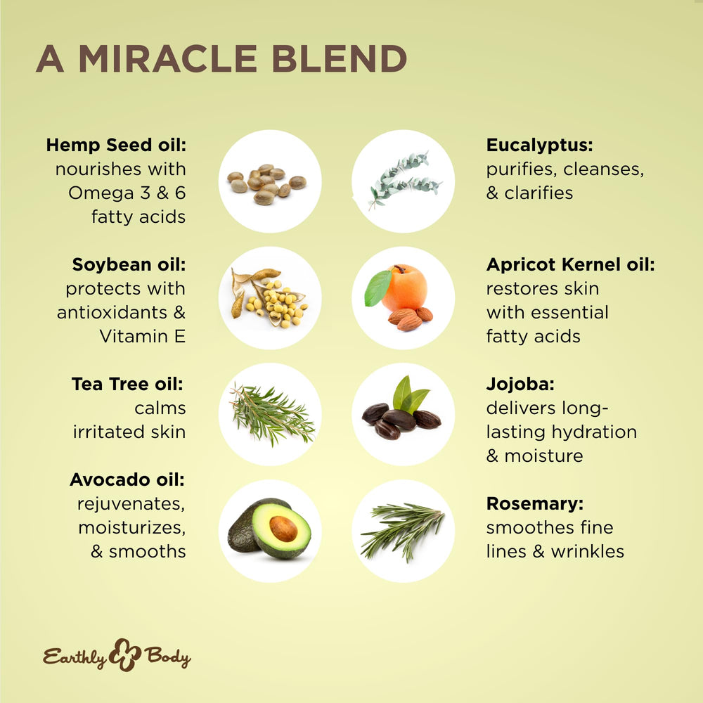 Earthly Body Miracle Oil vitamin E nourishment to help smooth textures.