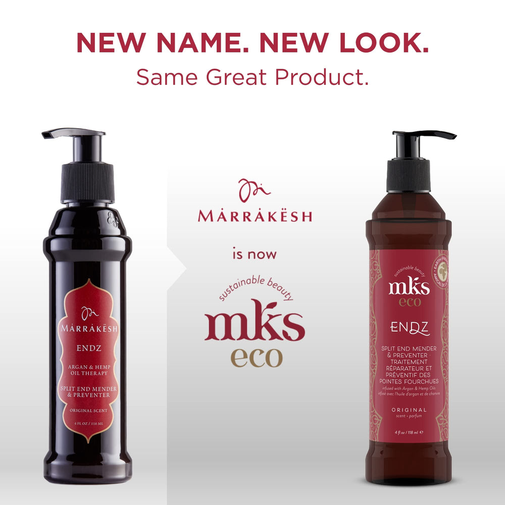 Earthly Body MKS eco Endz original scent label closeup highlights argan and hemp oils benefits.