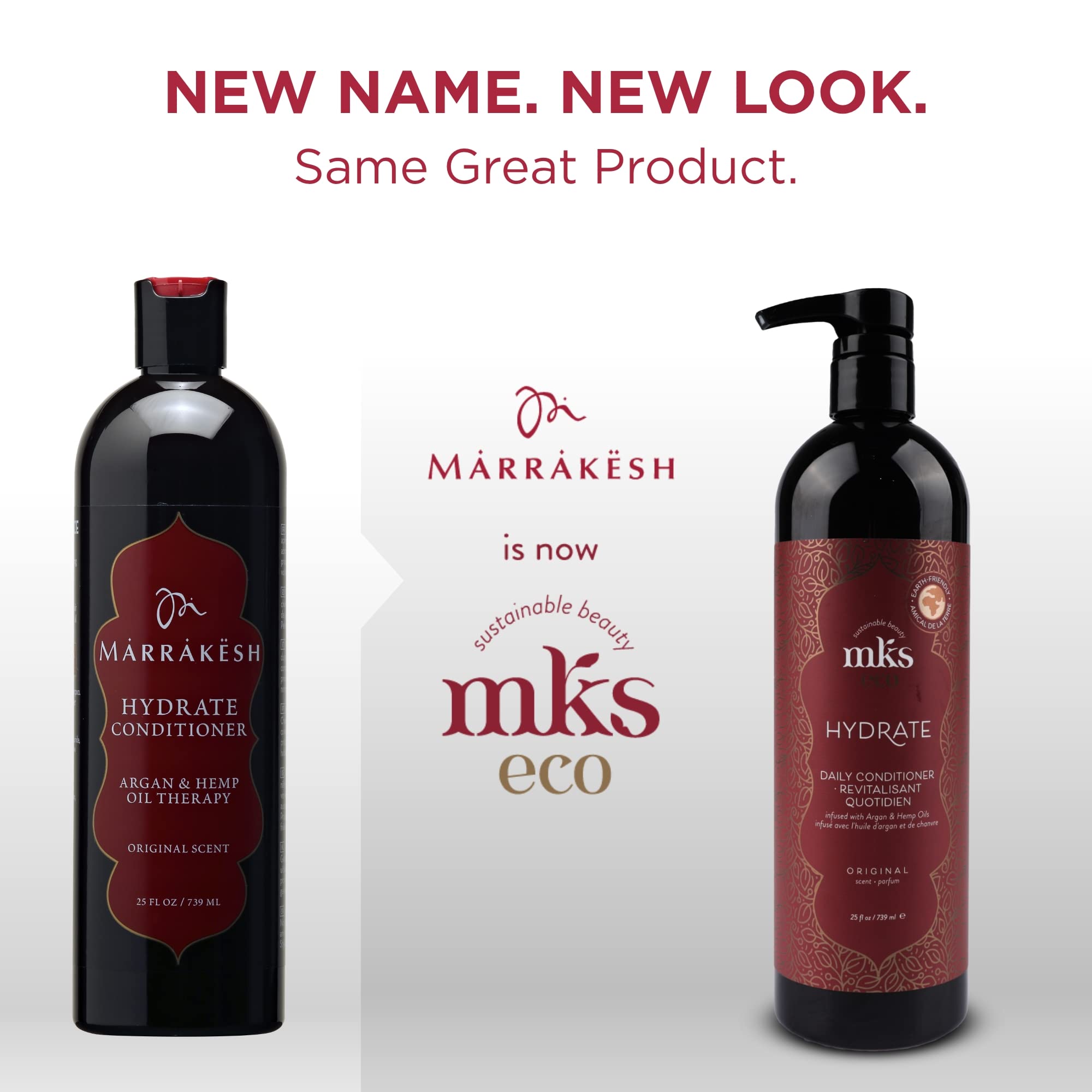 Earthly Body MKS Eco Hydrate Conditioner bottle back with vegan formula and care tips.
