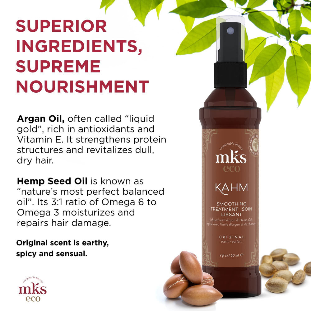 Moroccan argan oil in Earthly Body MKS Eco Kahm for moisture and shine