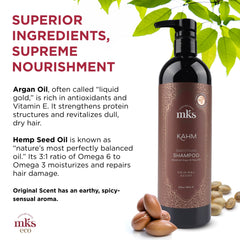 Hemp seed oil image conveys lightweight moisture and natural shine.