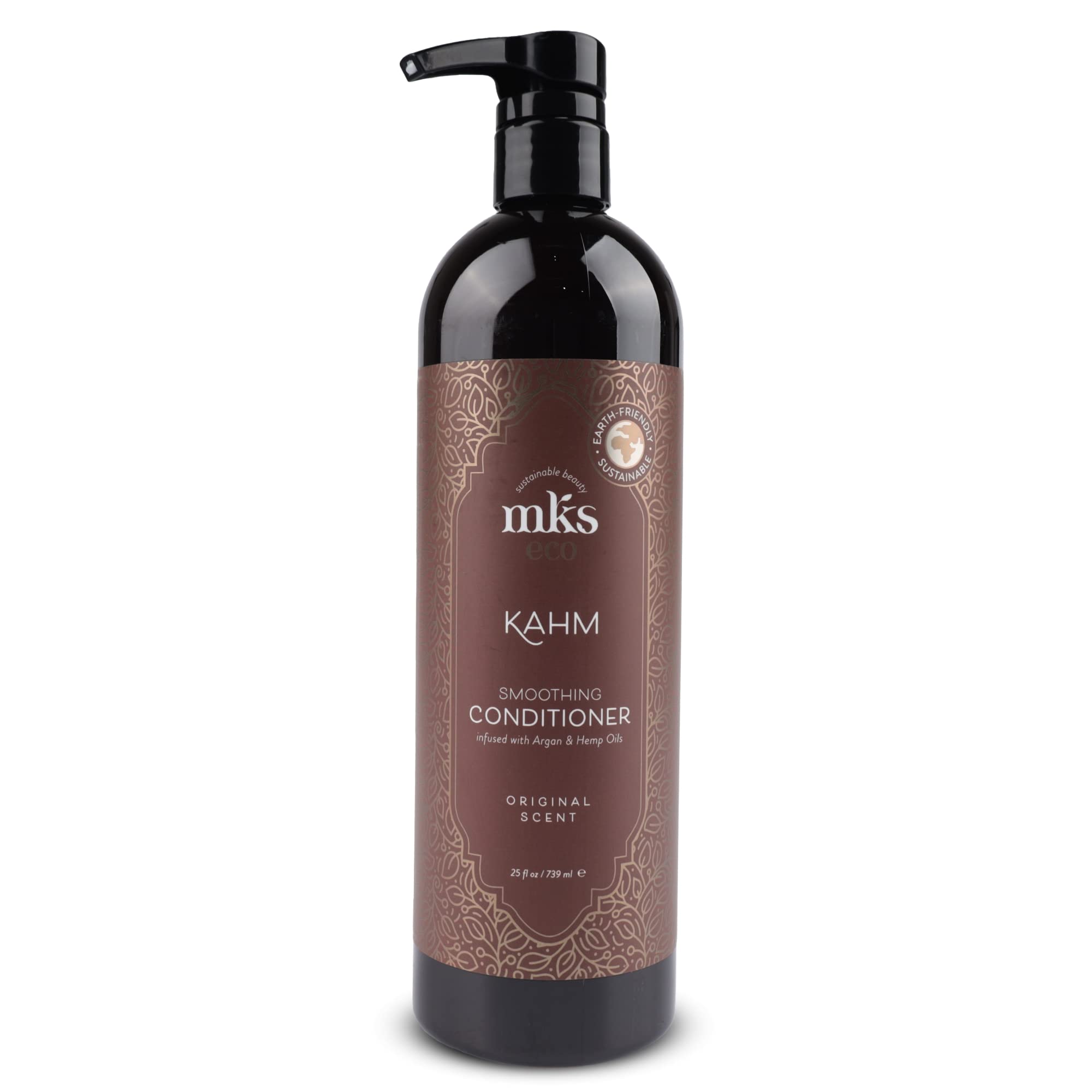 Earthly Body MKS Eco Kahm Smoothing Conditioner bottle front detangles and smooths hair.