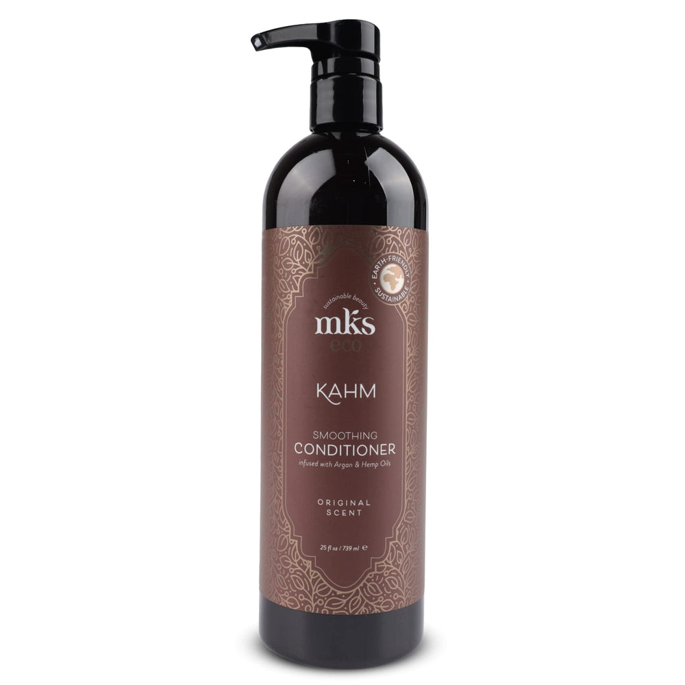 Earthly Body MKS Eco Kahm Smoothing Conditioner bottle front detangles and smooths hair.
