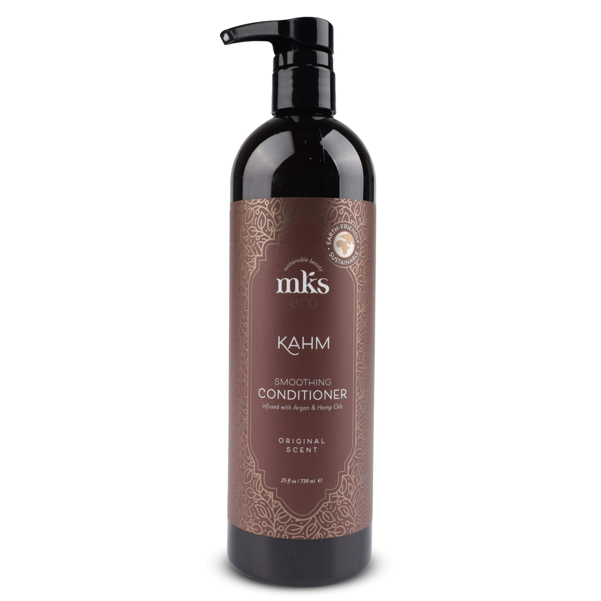 Earthly Body MKS Eco Kahm Smoothing Conditioner bottle front detangles and smooths hair.