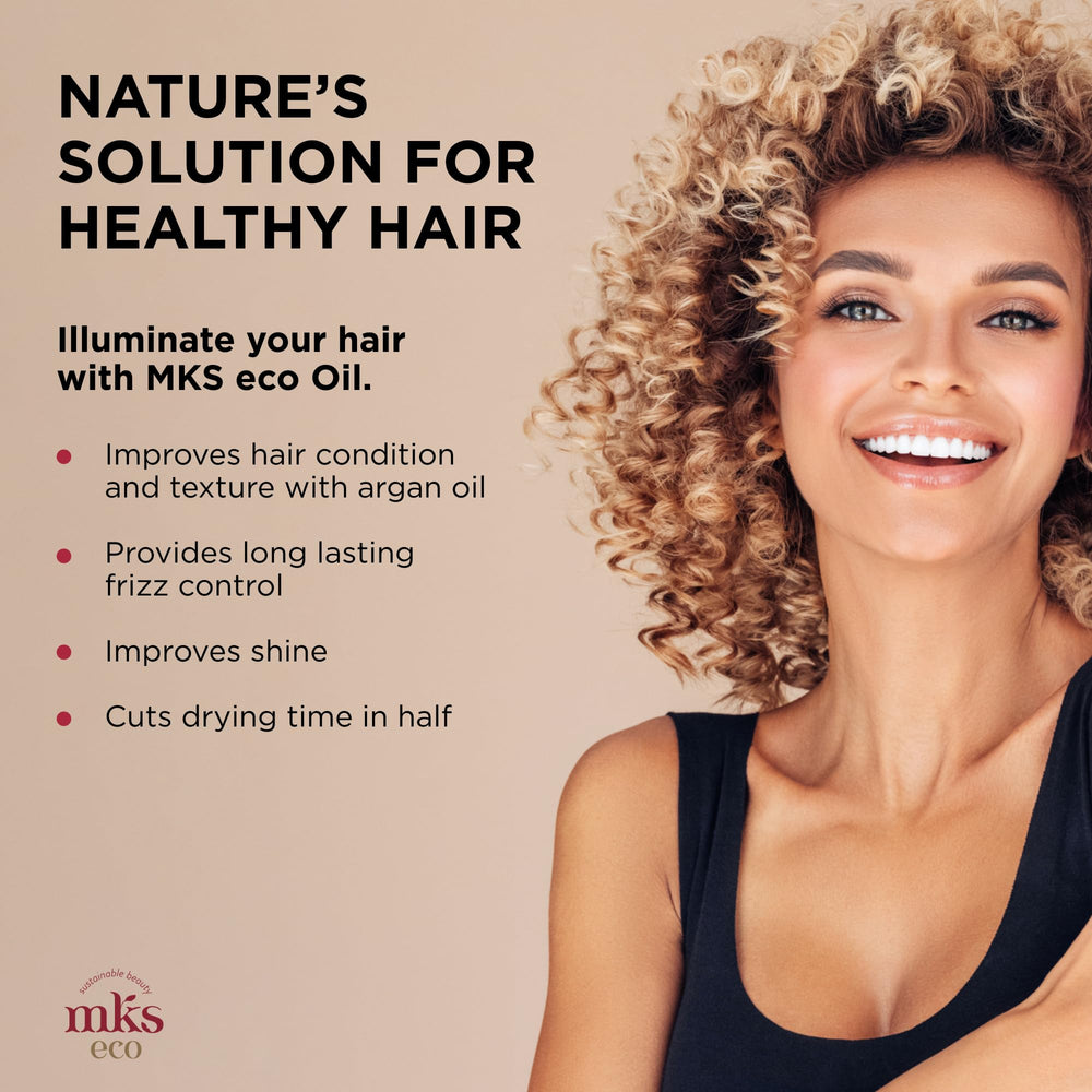 Earthly Body MKS Eco Oil hair application for quick styling and shine