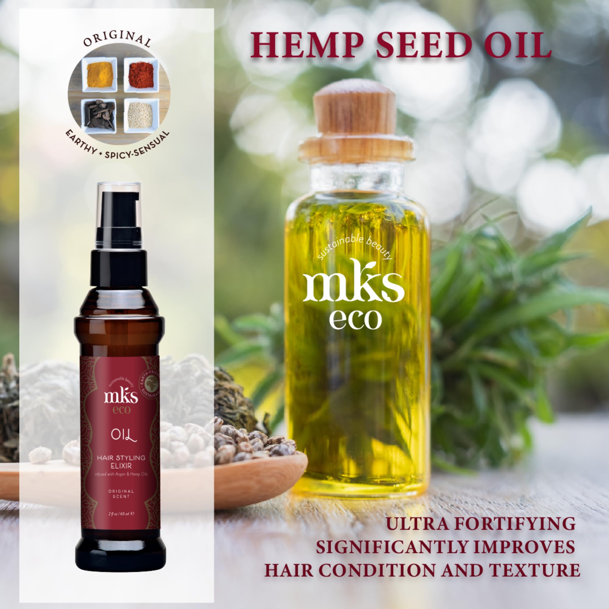 Earthly Body MKS eco Oil Original pour action demonstrating quick absorption