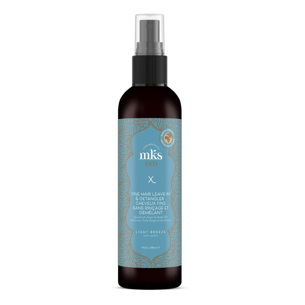 Earthly Body MKS eco X leave-in detangler bottle with easy pump for hydrated, manageable fine hair