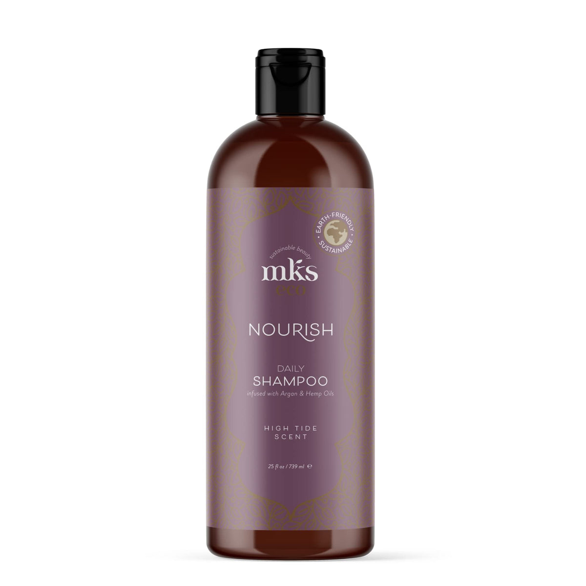 Earthly Body MKS eco X Nourish Shampoo High Tide bottle front showing color-safe cleansing