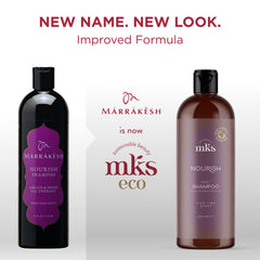 Earthly Body MKS eco X Nourish Shampoo High Tide label closeup highlighting natural oils