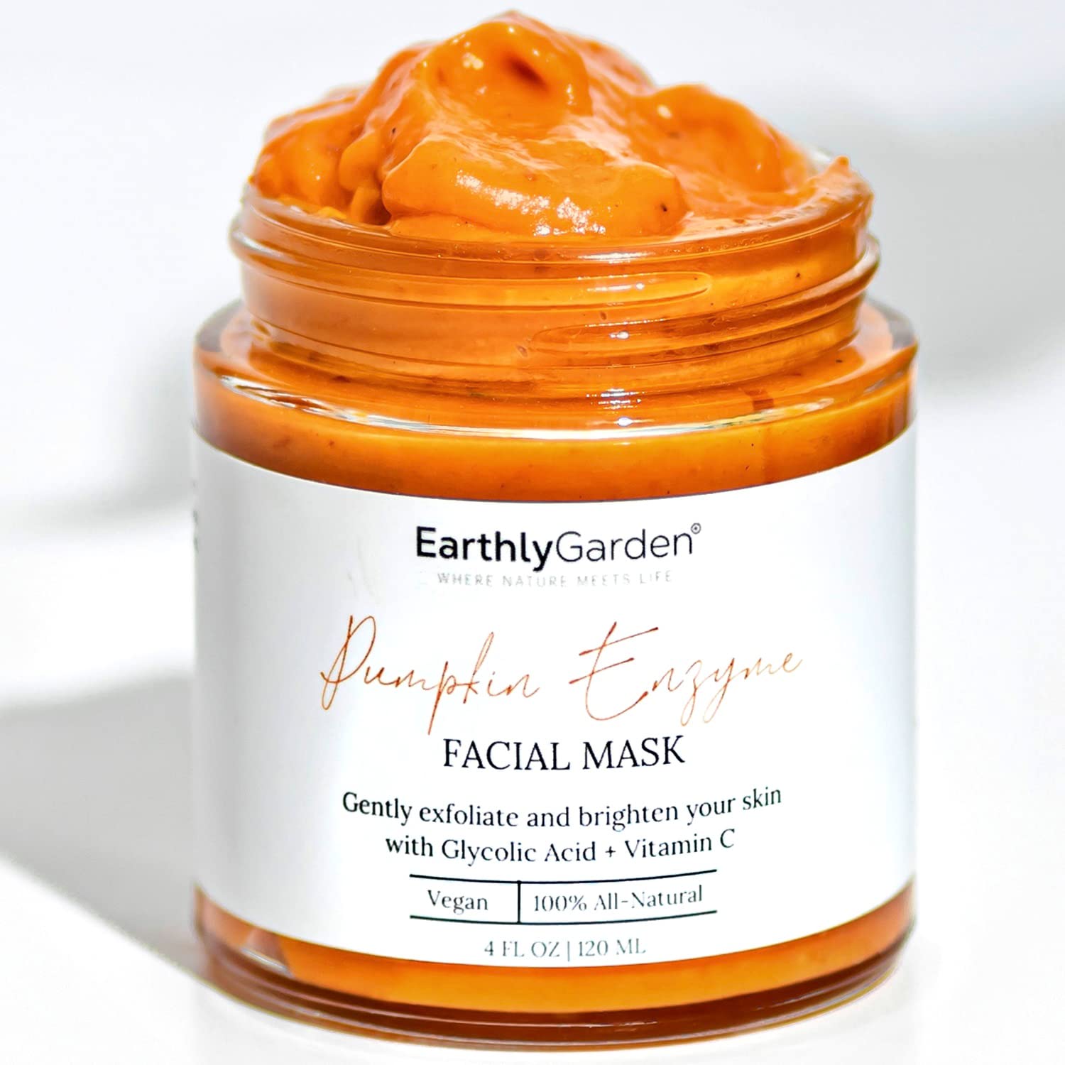 EarthlyGarden pumpkin enzyme face mask jar for radiant, nourished skin