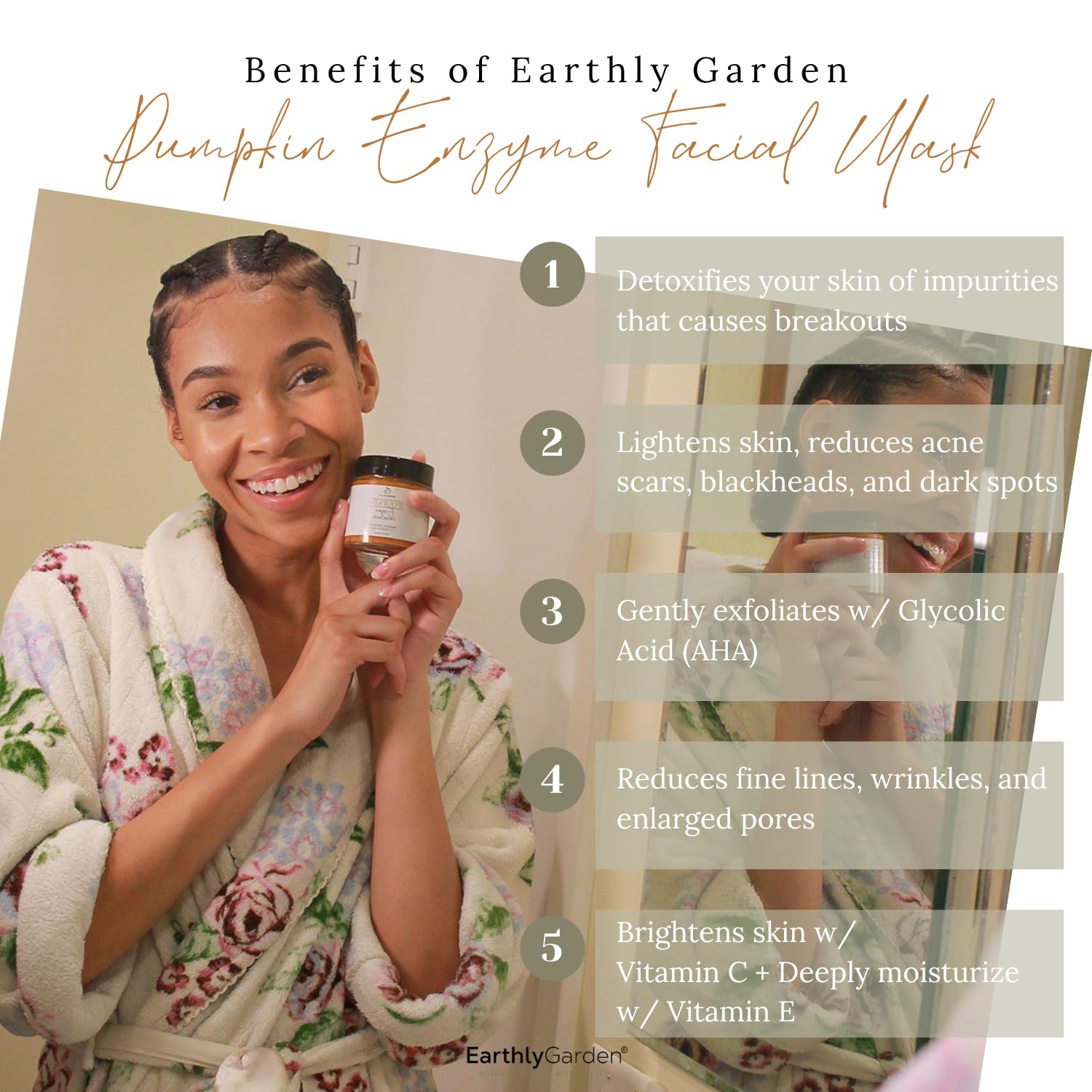 EarthlyGarden vitamin C + E brightening mask enhances glow and even tone