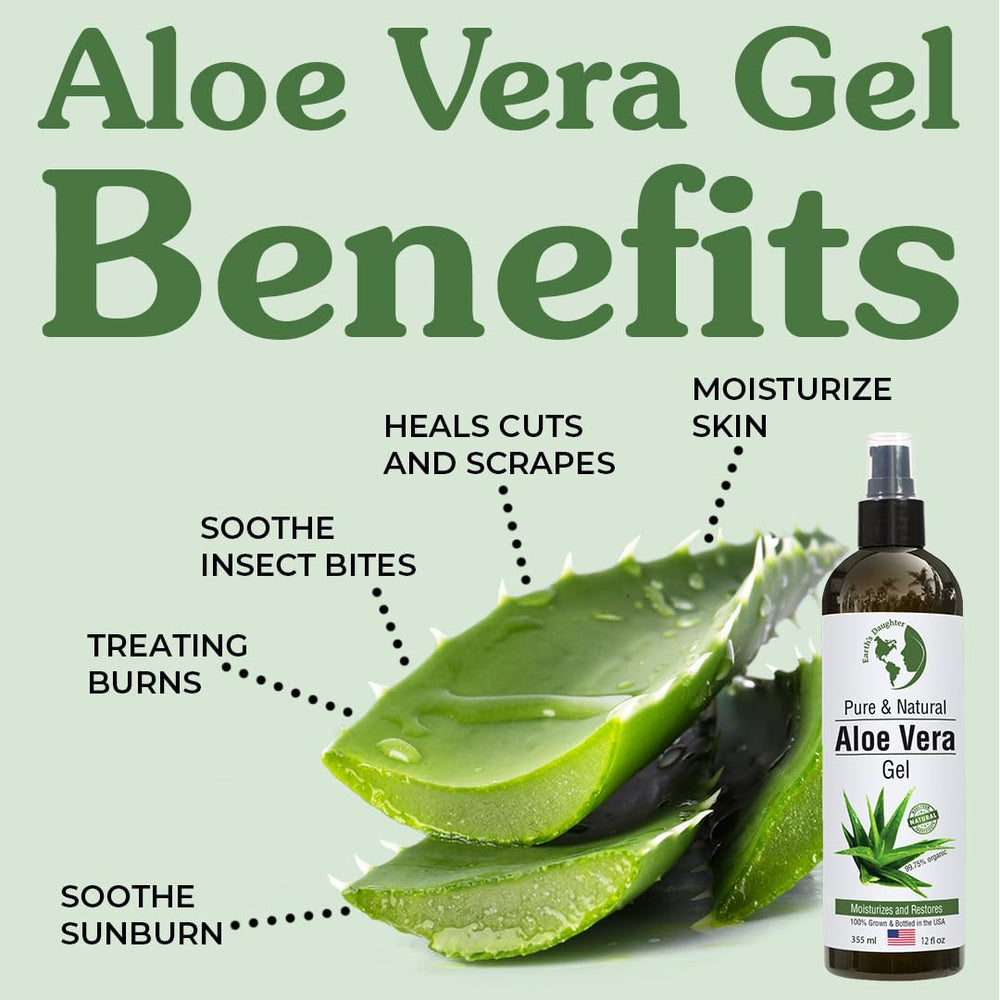 Earth's Daughter Aloe Vera Gel applied to face provides soothing hydration.